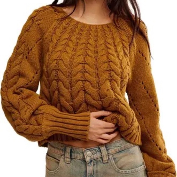 NWOT Free People Sandre Cable Stitch Pullover Sweater XL - Picture 1 of 8